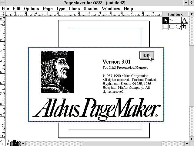 Historické rozhranie PageMaker